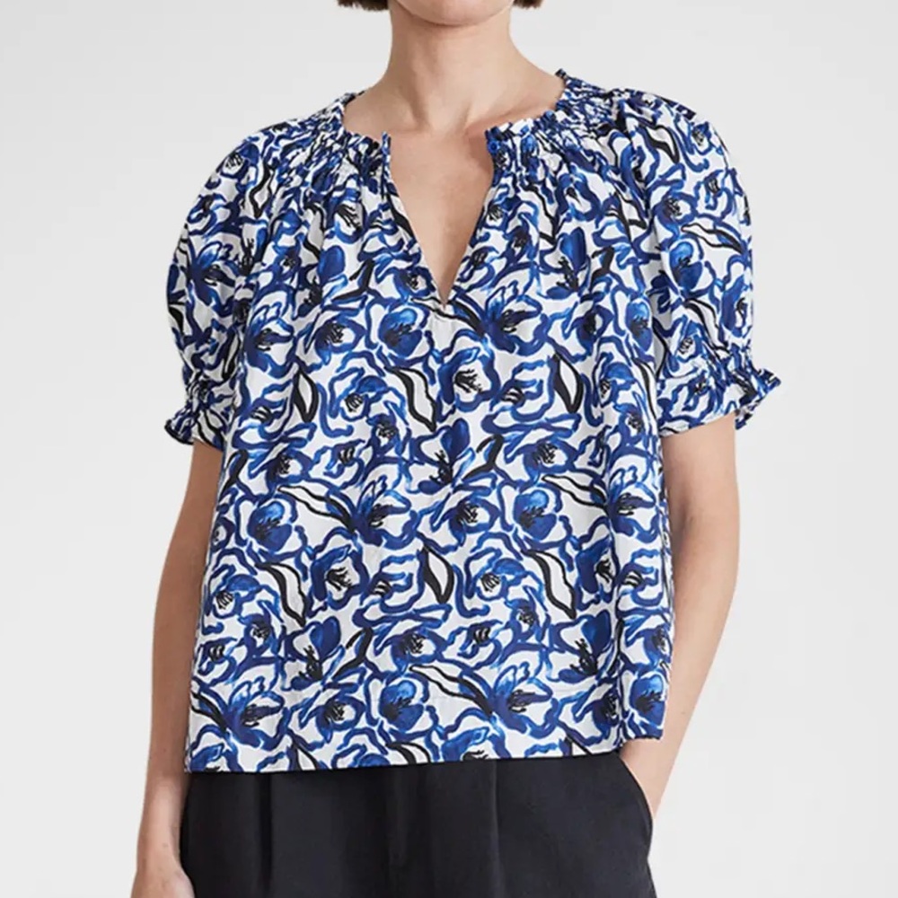 Apiece Apart -Kasin Blue/ White Floral  top